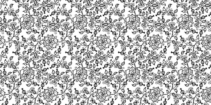 Seamless floral pattern on a transparent background. Suitable for digital projects, textiles, and decorative design.