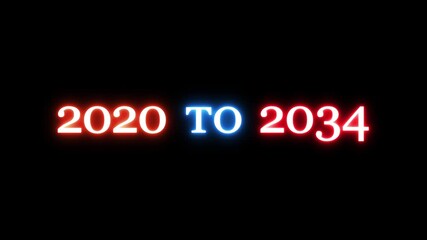 New year from 2020 to 2062 animation on background.  Year changing from 2020 to 2062.
