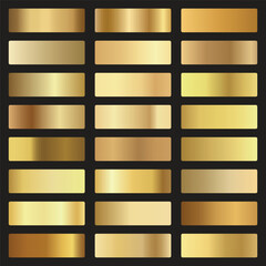 Golden gradients set. Metallic gold gradients. Elegant gold gradients collection.