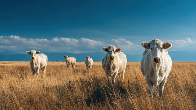 A wide panoramic view of a sunny crop-livestock integrated farm showcasing fields, animals, and rural landscape under clear skies.