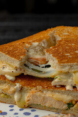 Ham and cheese sandwich close-up