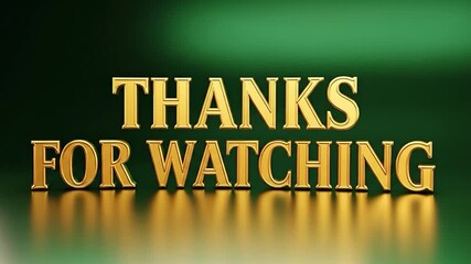 Golden 3D Text Thanks For Watching lettering