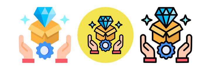 Value Proposition Icon Flat & Flat Line Style Collection Set