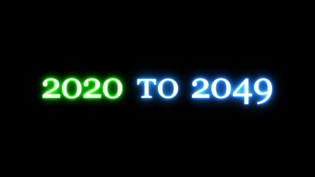 New year from 2020 to 2108 animation on background.  Year changing from 2020 to 2108.