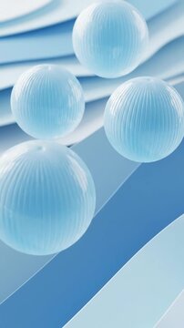 水色の球体と曲線状の抽象的な背景デザイン