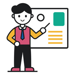 teacher - presentation outline vector icon