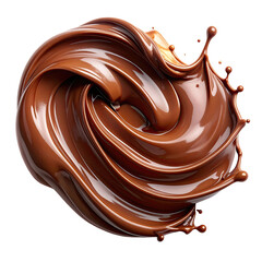 Glossy swirl of decadent brown confection, possibly a spread, captured against black