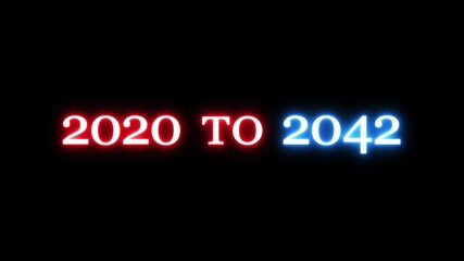 New year from 2020 to 2086 animation on background.  Year changing from 2020 to 2086.