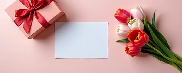Elegant Gift Box with Floral Bouquet and Greeting Card