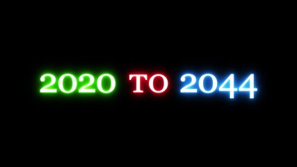 New year from 2020 to 2092 animation on background.  Year changing from 2020 to 2092.