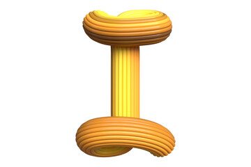 Vibrant orange and yellow tube 3D letter I. High quality 3D rendering modern alphabet design.