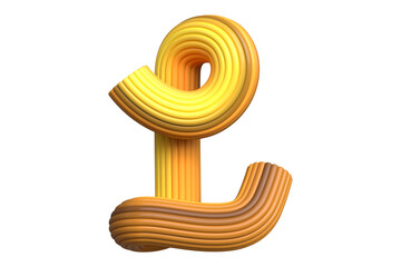 Sweet caramel style 3D typography letter L. High quality 3D rendering of a bold font character.