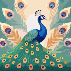 Fototapeta premium Colorful peacock feathers display with vibrant plumage