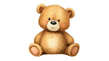 Fototapeta premium A cute, plush teddy bear with a friendly expression, featuring soft fur and round ears, perfect for children and as a comforting companion.
