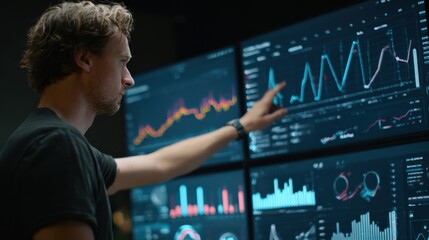 Medium shot of a data scientist adjusting parameters in adaptive AI software to tailor consumer insights for evolving market trends.