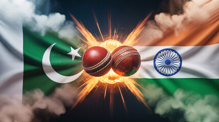 Fiery cricket rivalry India versus Pakistan intense sports competition concept