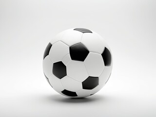 Fototapeta premium Classic black & white soccer ball centered against a white backdrop
