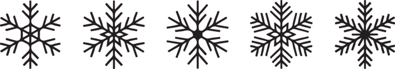 Set of black Snowflakes icons. Black snowflake. Snowflakes template. Snowflake winter. Snowflakes icons. Snowflake vector icon