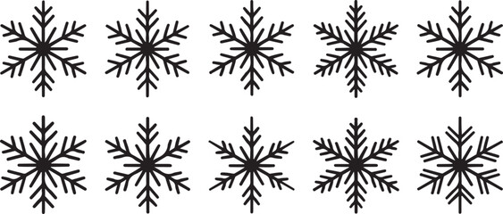 Snowflakes. Snowflakes in flat design. Black snowflake. Snowflakes, isolated. Vector illustration