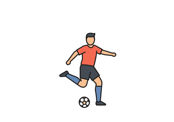 Fototapeta premium Stylized illustration of a soccer player kicking a ball.