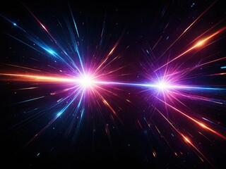 Two bright energy bursts in space, vibrant streaks of light