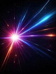 Fototapeta premium A vibrant burst of light radiating outward with colorful streaks against a dark backdrop