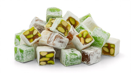 Fototapeta premium Delicious Turkish Delight with pistachios, a sweet confectionary treat