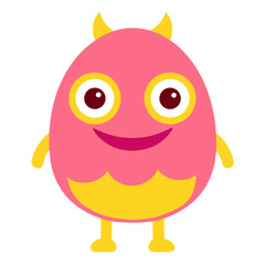 Cute Pink Cartoon Monster Character Design for Kids Illustrations and Animation with Cheerful Expression