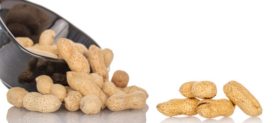 Unshelled peanuts isolated on white background, macro.