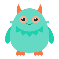 Cute cartoon monster character with horns friendly expression design element graphic resource
