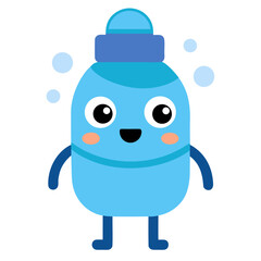 Cartoon Character Water Bottle with Happy Face and Blue Design Great for Kids Products