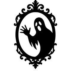 Haunted Ghost in Decorative Frame Silhouette