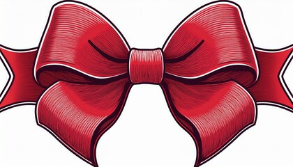 bold red bow line art graphic