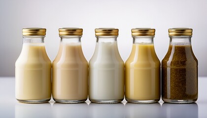 white background featuring glass bottles of mayonnaise and thousand island dressing