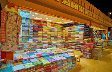 Textile shop in India Pavilion, Global Village Dubai, UAE