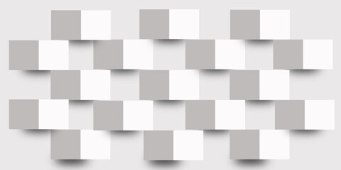 Abstract white cubes background with a seamless geometric square pattern and light gray texture