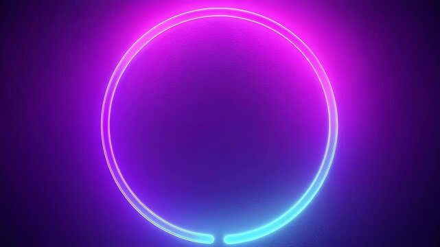 Circular neon light glows in a two-toned color gradient. The textured background gives depth