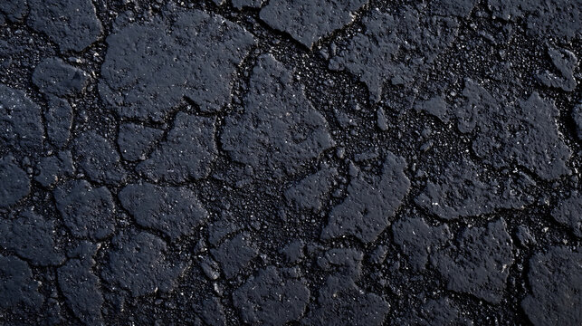 Cracked Asphalt Texture: A close-up view of weathered asphalt, revealing a network of cracks and worn surfaces, creating an abstract and textured pattern.