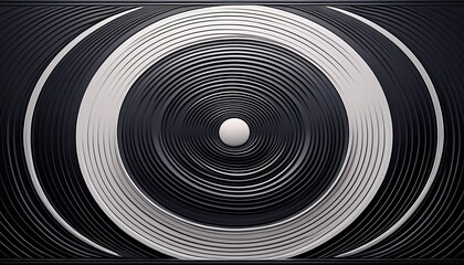 elegant abstract pattern with concentric black and white circles balanced with space on the right sophisticated commercial look