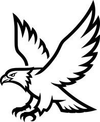 Powerful Flying Eagle or Hawk Line Icon
