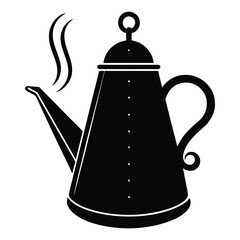 Silver metal teapot on a white background, an isolated vintage object for tea or coffee beverage