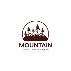 Mountain and Forest Circle Logo