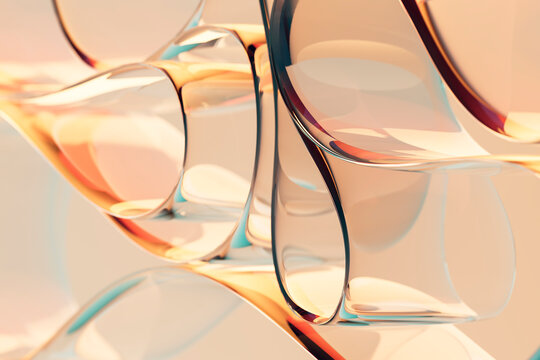 3D glass shape reflection in warm soft tone