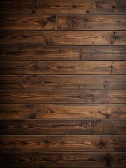 Dark brown, wooden planks arranged horizontally. Detailed grain & texture