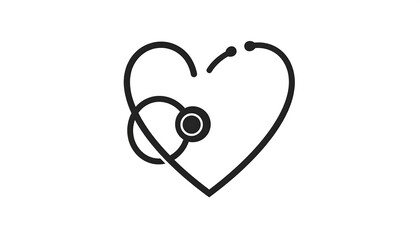Heart shaped outline with a stethoscope