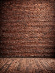 Interior, aged brick wall with matching wooden floor