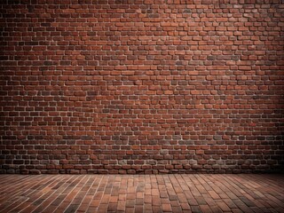 Red brick wall & floor. Textured surface with shadows. Perfect backdrop