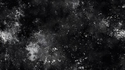 Grunge black and white abstract texture with speckles of white.