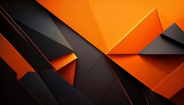 bold abstract backdrop with angular orange and black polygons copy space on the left striking advertising aesthetic