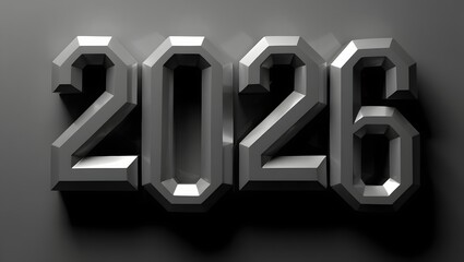 Chiseled Metallic 2026 on a Dark Gray Background Capturing a Modern and Bold Aesthetic